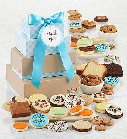Classic Bakery Gift Tower with Message Tag - Thank You