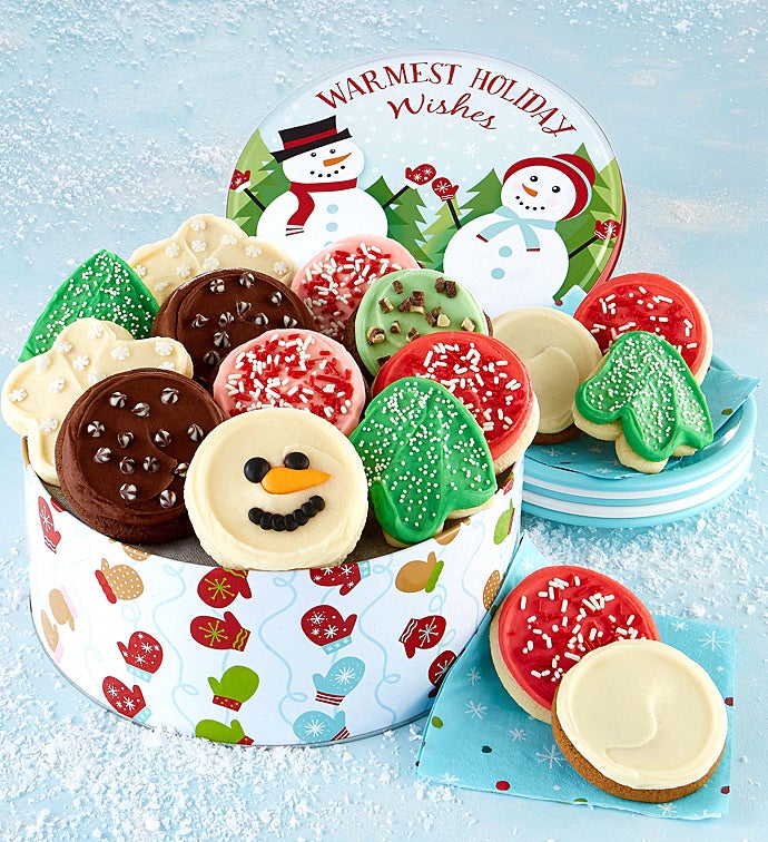 Warmest Holiday Wishes Gift Tin   Frosted Assortment