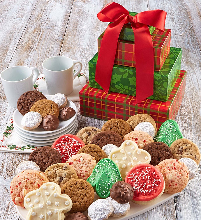 Holiday Cookies and Chocolates Gift Tower