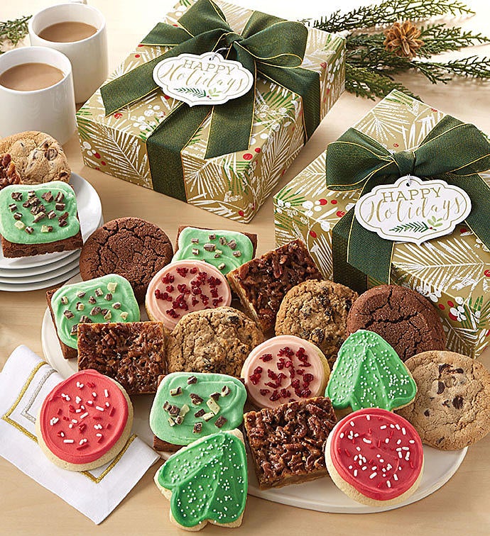 Happy Holidays Sparkling Cookie and Brownie Gift Box