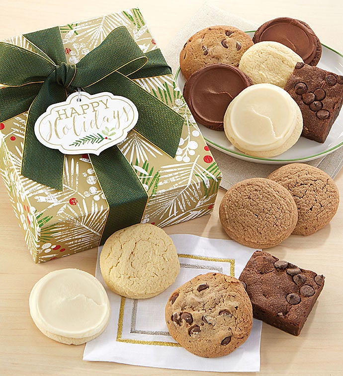 Sugar Free Happy Holidays Sparkling Cookie and Brownie Gift Box