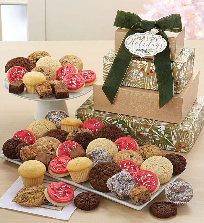 Exclusive Happy Holidays Bakery Gift Tower