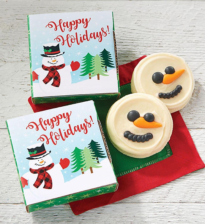Happy Holidays Snowman Cookie Card