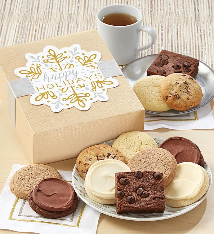 Sugar Free Happy Holidays Sparkling Cookie and Brownie Gift Boxes