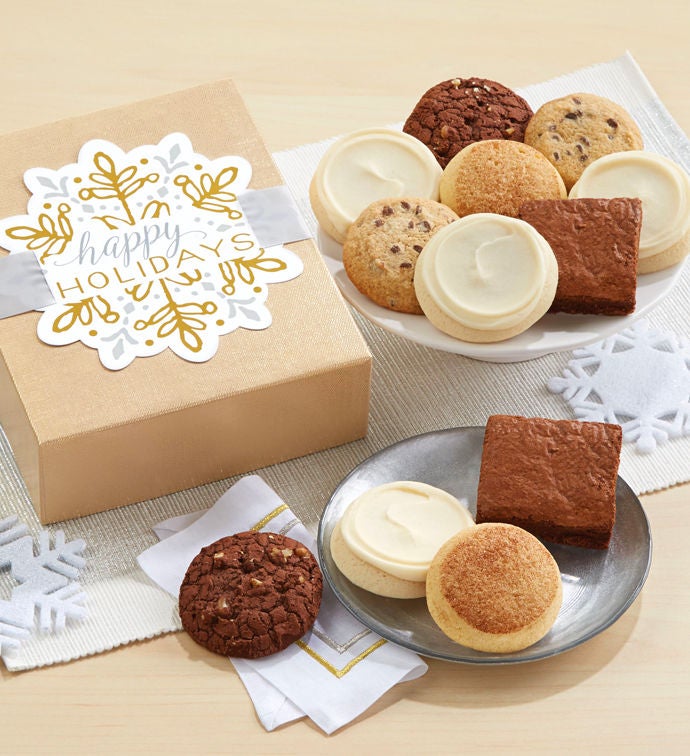 Gluten Free Happy Holidays Sparkling Cookie and Brownie Gift Boxes