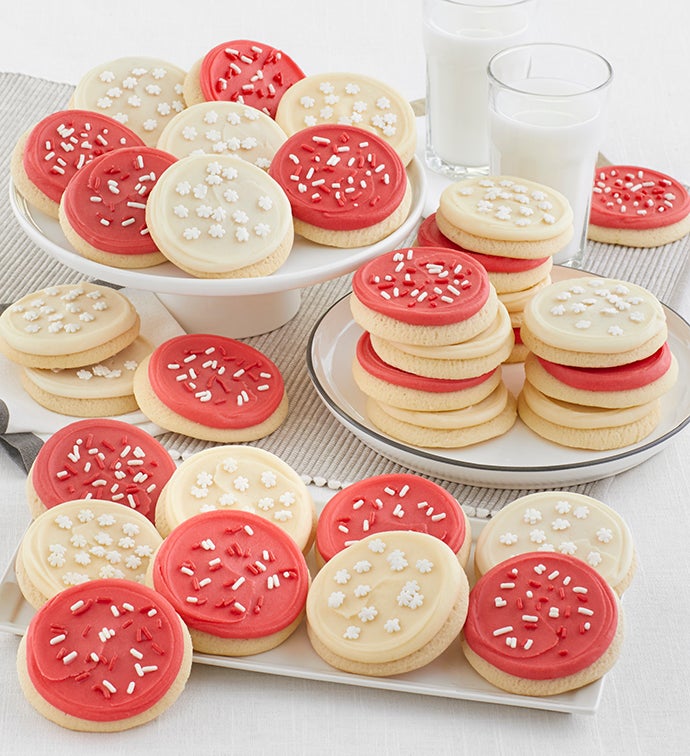 Buttercream Frosted Red and White Cutouts  Cookies