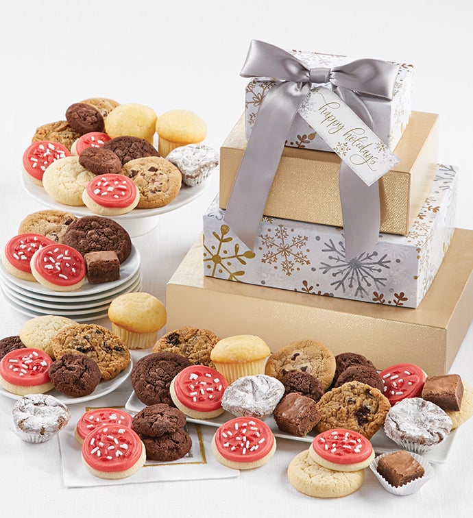 Happy Holidays Corporate Bakery Gift Tower