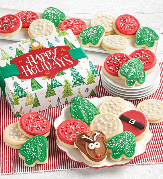Happy Holidays Buttercream Frosted Cut out Cookie Gift Boxes