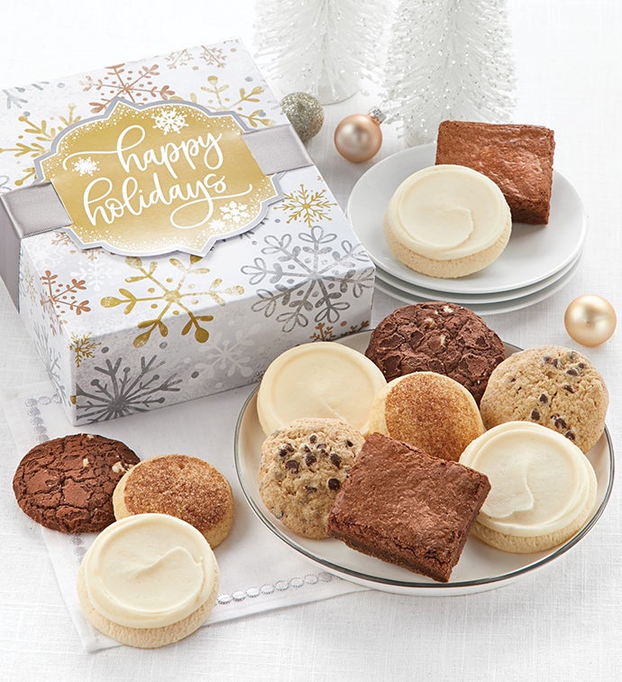 Gluten Free Happy Holidays Sparkling Cookie and Brownie Gift Boxes
