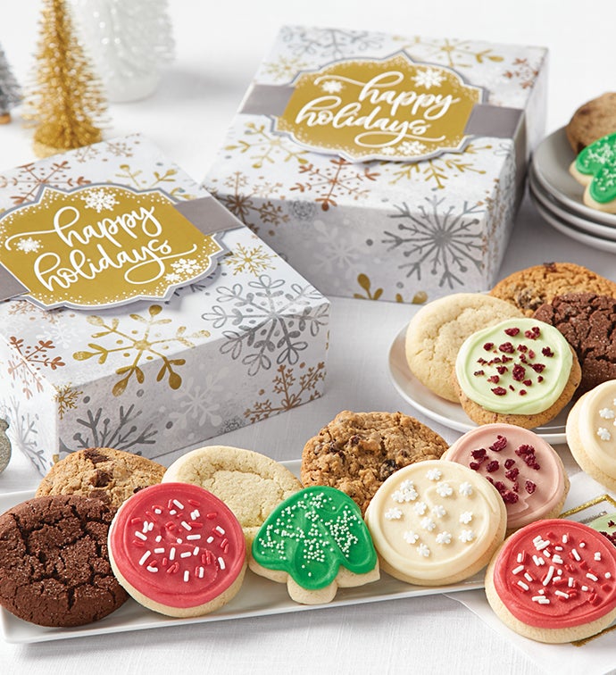 Happy Holidays Sparkling Cookie Gift Boxes   Cookies