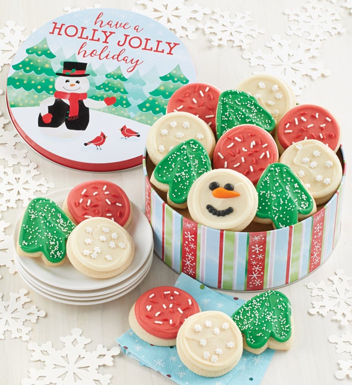 Holly Jolly Holiday Gift Tin   Cut Outs Assortment