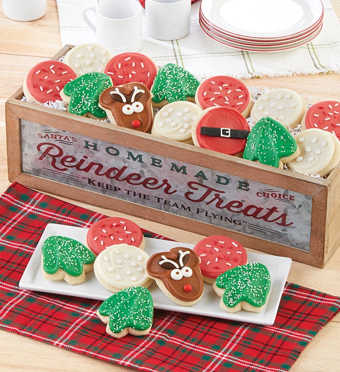 Reindeer Treats Wooden Dessert Tray   Large