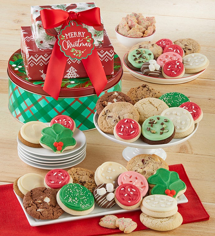 Merry Christmas Traditional Gift Tin Tower