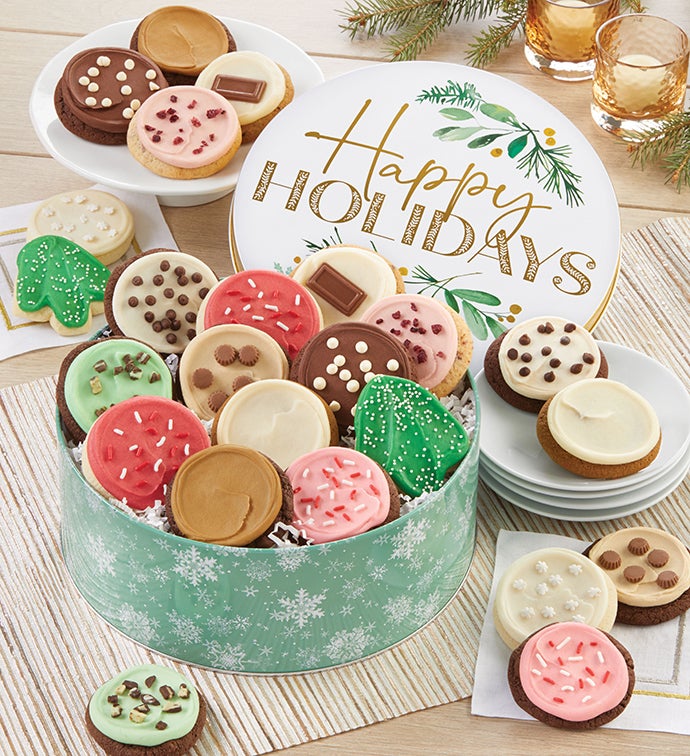 Happy Holidays Premier Buttercream Frosted Gift Tin