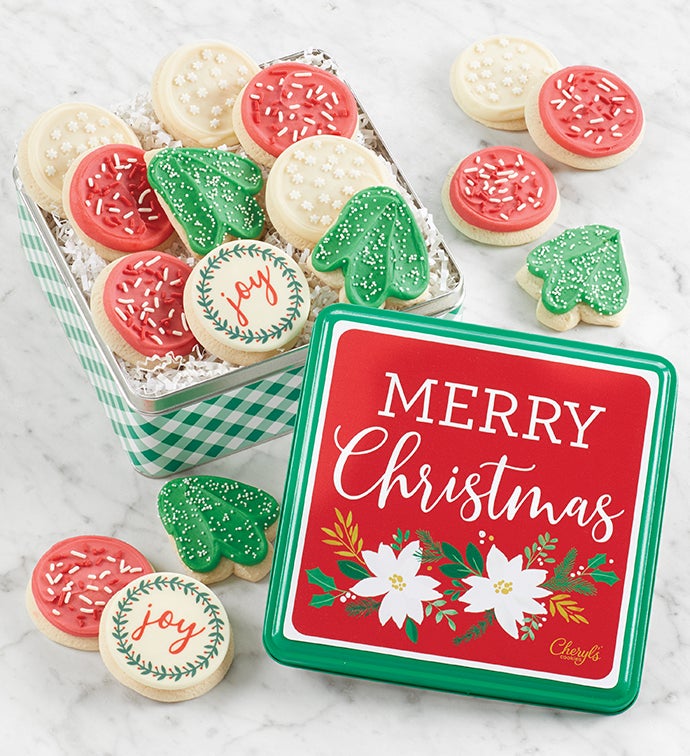Traditional Merry Christmas Cut Out Gift Tin