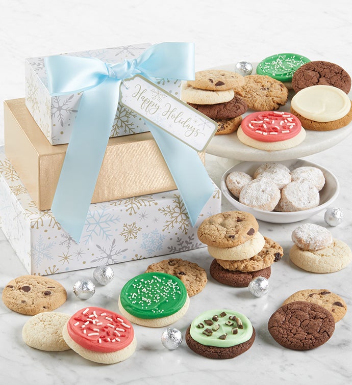 Sparkling Happy Holidays Gift Tower