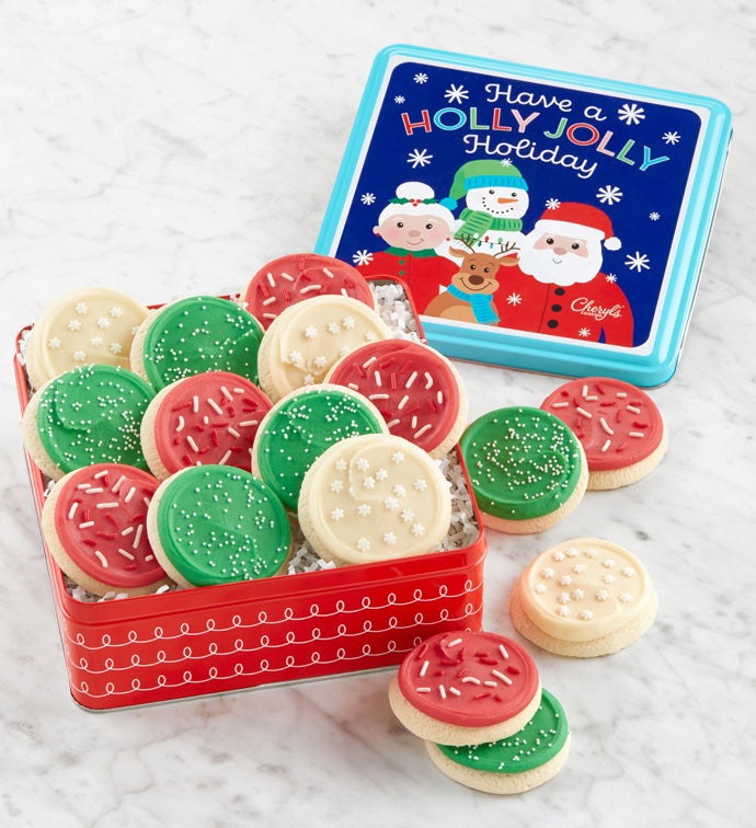 Whimsical Buttercream Frosted Cutout Cookie Gift Tin