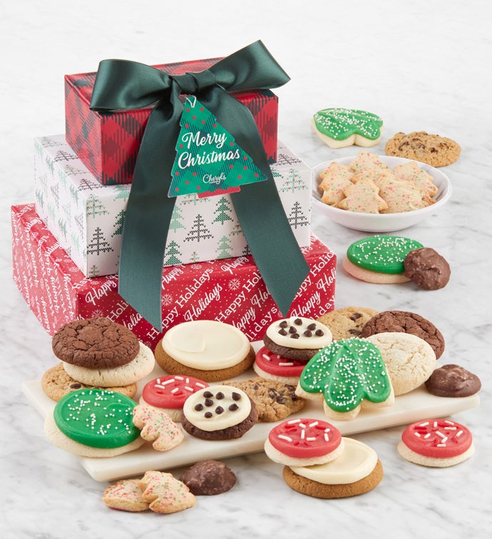 Traditional Merry Christmas Gift Tower