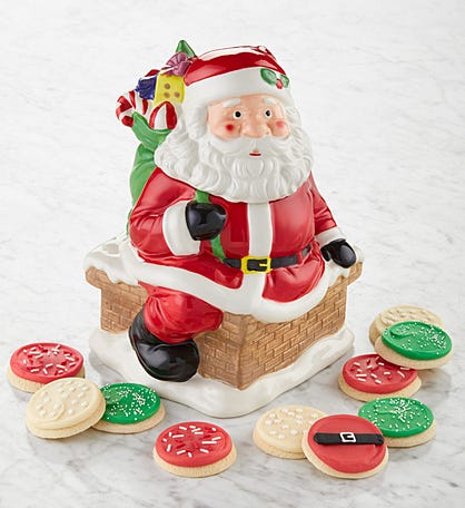 Christmas Cookie Tin Round Containers with Santa & Snowman 3 Size Santa Red