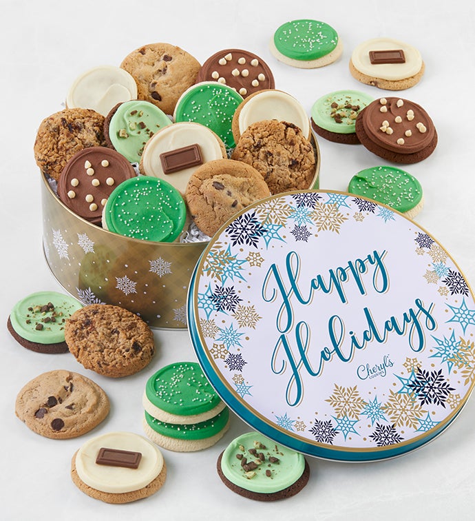 Happy Holidays Assorted Cookie Gift Tin