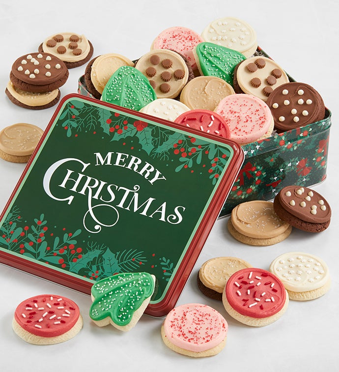 Grand Merry Christmas Gift Tin   Buttercream Frosted Assortment