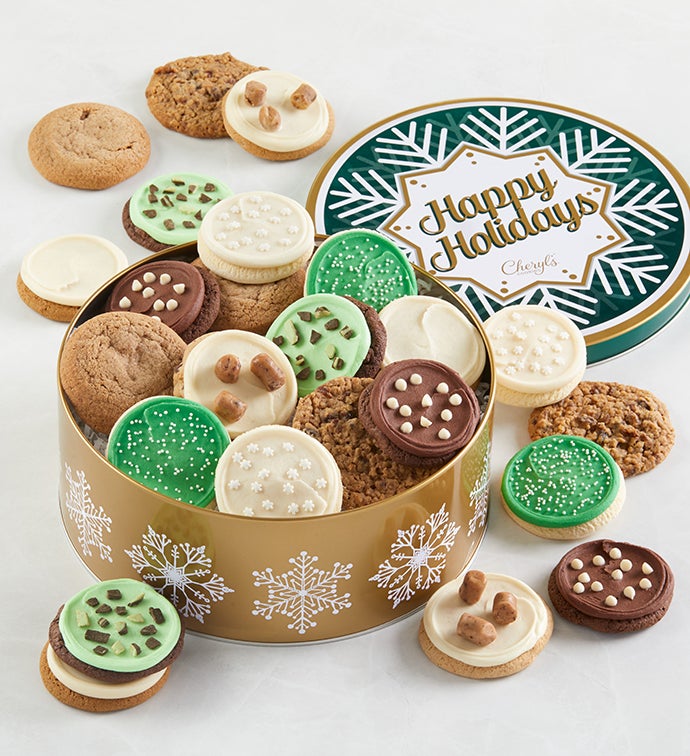 Grand Happy Holidays Gift Tin - Assorted Cookies