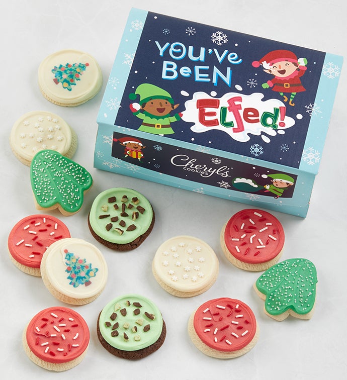 You've Been Elfed Buttercream Frosted Sugar Cookie Gift Box