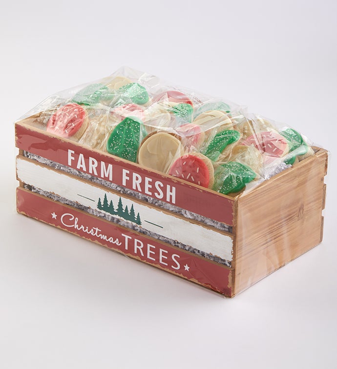 Christmas Wooden Gift Crate - 50 Frosted Sugar Cookies