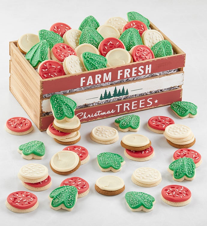 Christmas Wooden Gift Crate   50 Frosted Sugar Cookies