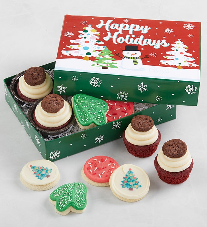 Buttercream Frosted Assorted Holiday Cupcakes & Cookies