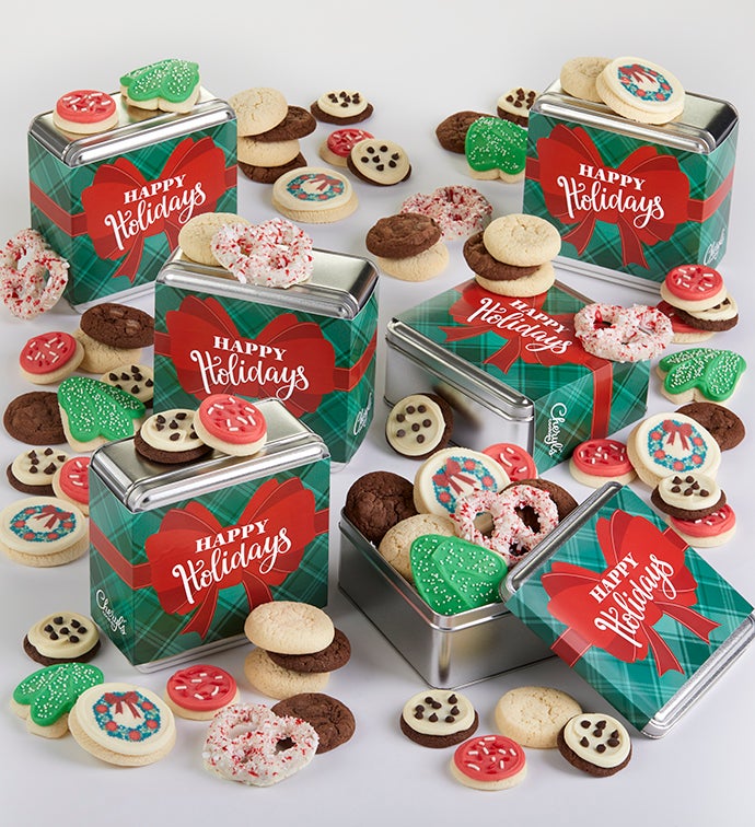 Holiday Bow Mini Treats Gift Tin   Set Of 6