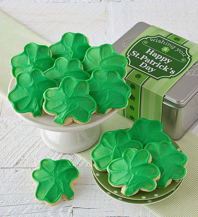 St Patrick&#39;s Day Gift Tin  Shamrock Cut outs