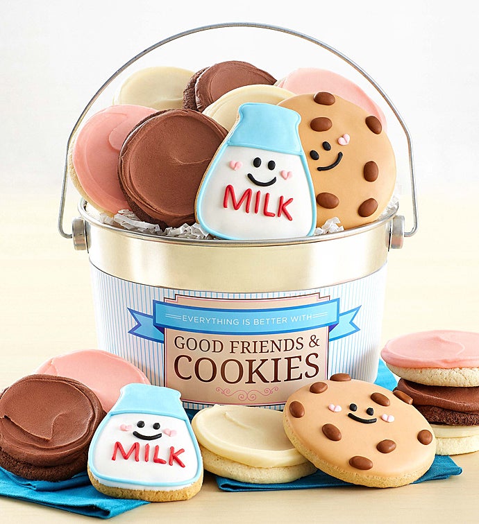 Good Friends and Cookies Buttercream Frosted and Crunchy Cookie Pail