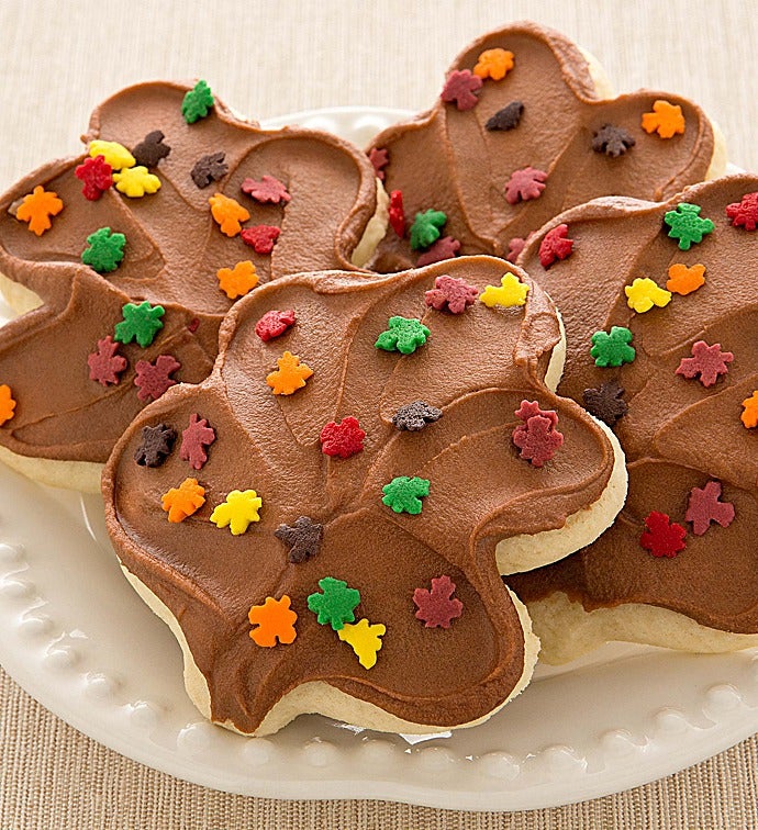 Buttercream Frosted Leaf Cut out Cookies