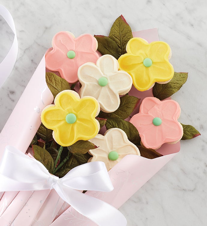 Buttercream Frosted Long Stemmed Cookie Flowers