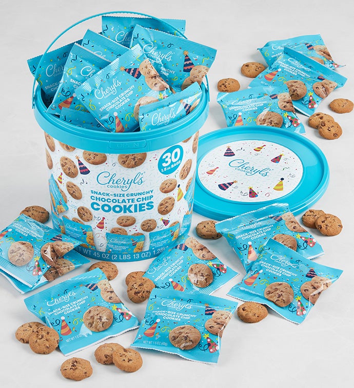 Party Crunchy Chocolate Chip Cookie Bags 30 Pack Pail