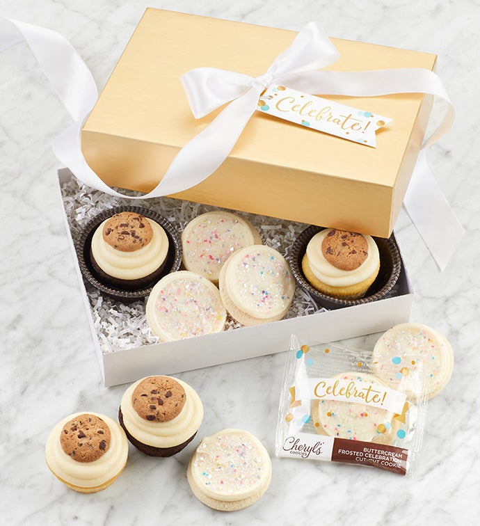 Buttercream Frosted Celebrate Cupcakes & Cookies