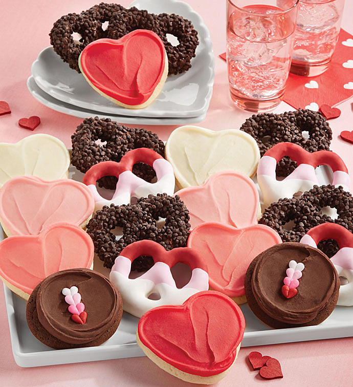 Valentine Pretzels and Buttercream Frosted Cookies