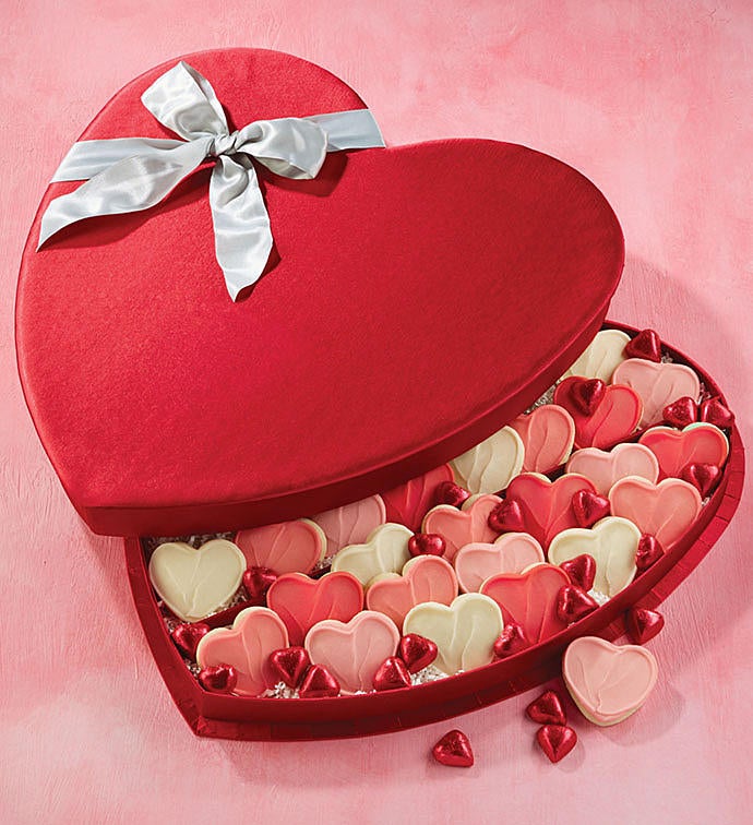 Cookies and Chocolates Satin Heart Gift Box