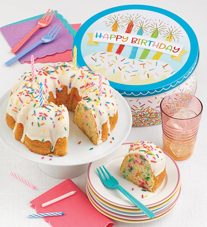 Musical Birthday Gift Tin with Confetti Birthday Cake