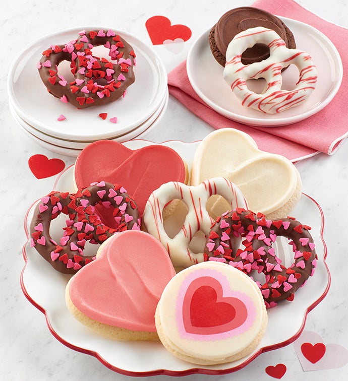 Image of Valentine Pretzels And Buttercream Frosted Cookies - 10 Pieces