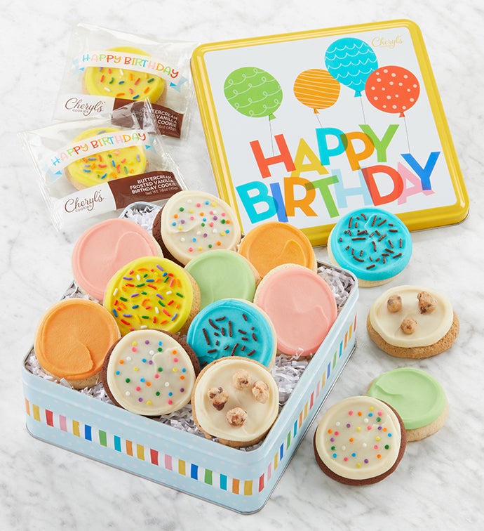 Musical Birthday Gift Tin   Frosted Assortment