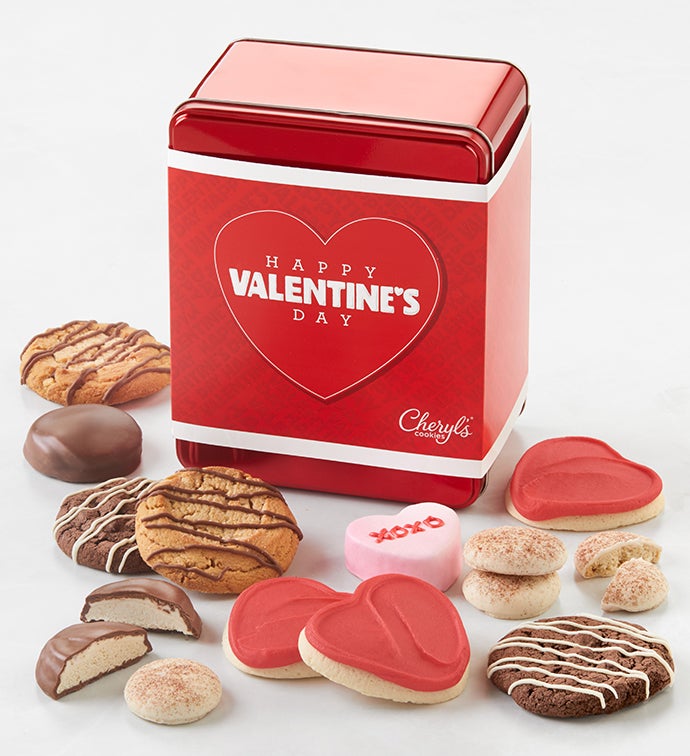 Valentine's Day Chocolate & Confection Covered Cookie Gift Tin