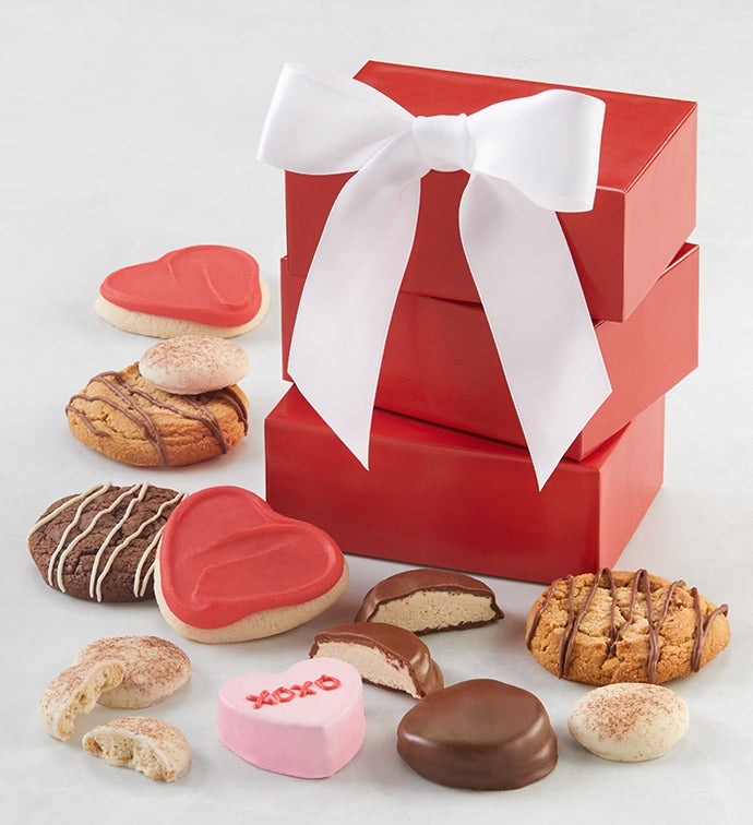 Valentine's Day Chocolate & Confection Covered Cookie Gift Tower