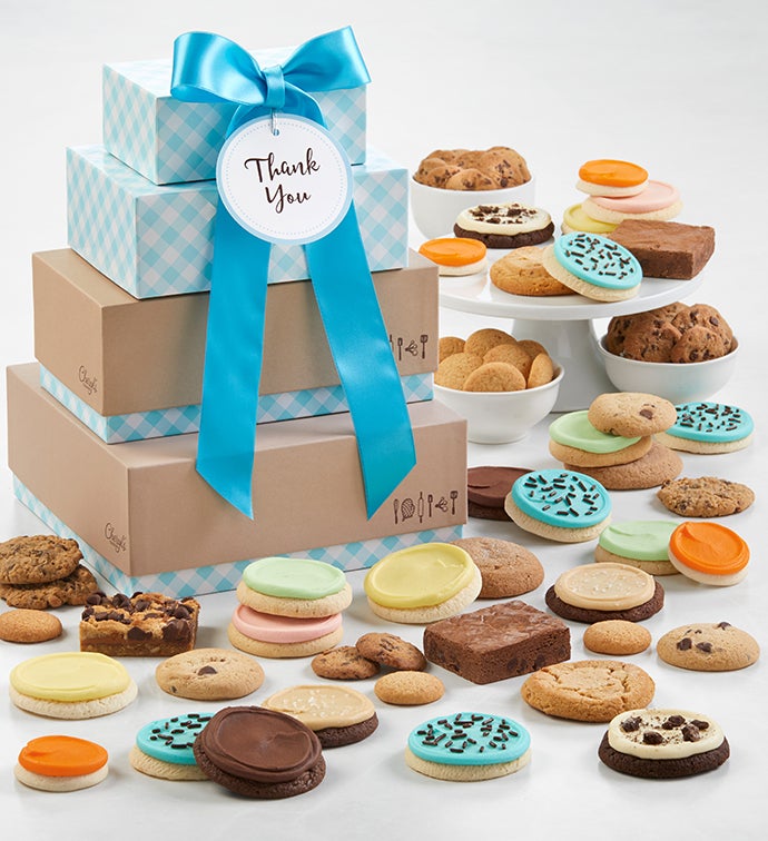 Classic Bakery Gift Tower With Message Tag - Thank You
